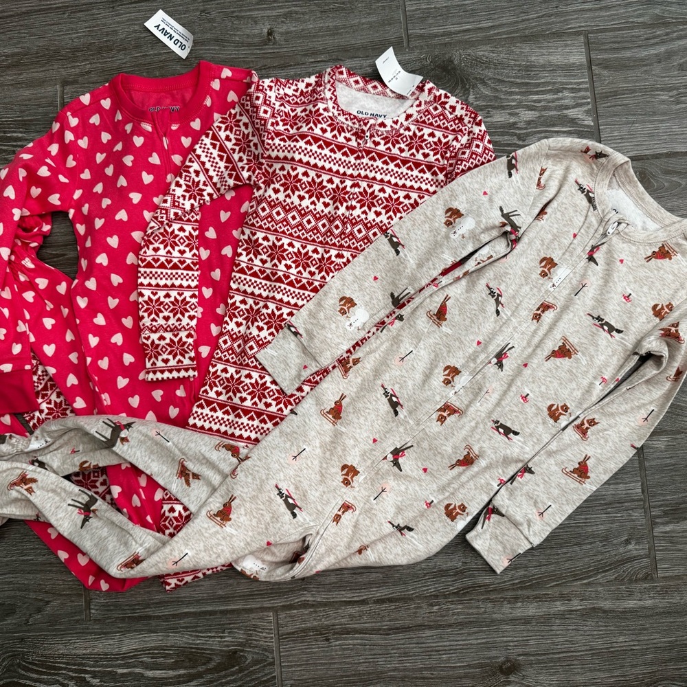 Set of Three Cozy Footie Pajamas